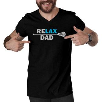 Lax Dad Lacrosse T, Funny Saying Relax Dad T, Men V-Neck Tshirt | Mazezy