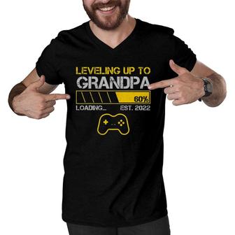 Leveling Up To Grandpa Est 2022 Loading Gaming Family Men V-Neck Tshirt | Mazezy