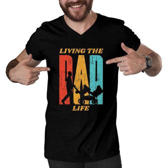 Living The Dad Life Retro Men V-Neck Tshirt | Mazezy