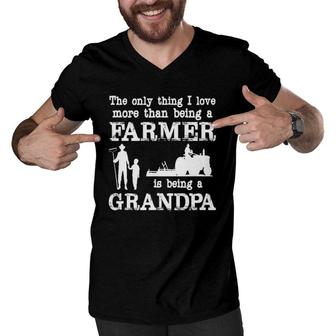 Love Being A Grandpa Funny Farmer For Father's Day Men V-Neck Tshirt | Mazezy