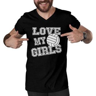 Love My Girls Volleyball For Moms, Dad & Coaches Men V-Neck Tshirt | Mazezy