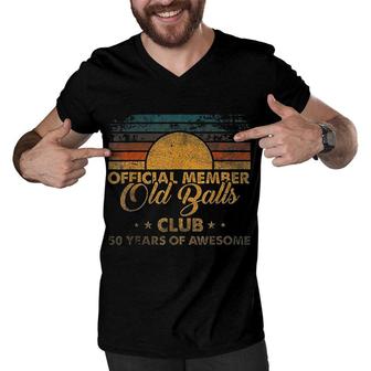 Mens 50th Birthday Old Balls Club 50 Years of Awesome Funny Gift Men V-Neck Tshirt - Seseable