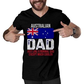 Mens Australian Dad Australia Flag Design For Father's Day Men V-Neck Tshirt | Mazezy