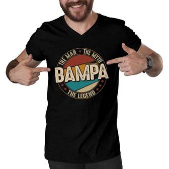 Mens Bampa Man Myth Legend Funny Fathers Day Bampa Men V-Neck Tshirt | Mazezy