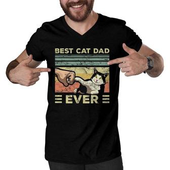 Mens Best Cat Dad Ever Kitten Enthusiast Feline Lover Father Men V-Neck Tshirt | Mazezy