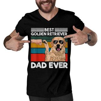 Mens Best Golden Retriever Dad Ever Dog Dad Fist Bump Men V-Neck Tshirt | Mazezy