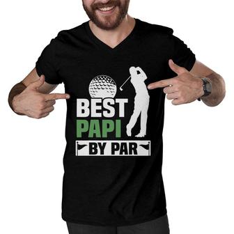 Mens Best Papi By Par Golf Grandpa Mens Fathers Day Gift Men V-Neck Tshirt | Mazezy