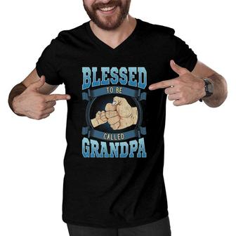 Mens Blessed To Be Called Grandpa Gifts Grandpa Fathers Day Men V-Neck Tshirt | Mazezy