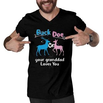 Mens Buck Or Doe Your Granddad Loves You Gender Reveal Party Men V-Neck Tshirt | Mazezy