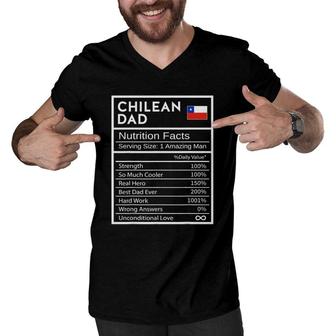 Mens Chilean Dad Nutrition Facts National Pride Gift For Dad Men V-Neck Tshirt | Mazezy