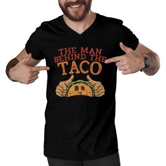 Mens Cinco De Mayo Pregnancy The Man Behind The Taco Mexican Dad Men V-Neck Tshirt | Mazezy
