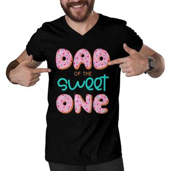 Mens Dad Sweet One 1St First Birthday Matching Family Donut Men V-Neck Tshirt | Mazezy