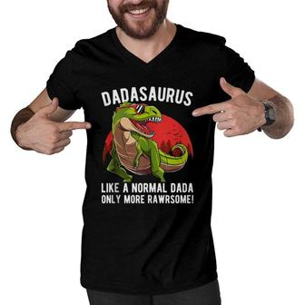 Mens Dadasaurus Like A Normal Dada Only More Rawrsome Men V-Neck Tshirt | Mazezy