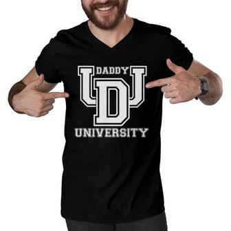 Mens Daddy University New Dad Father's Day Best Father Ever Men V-Neck Tshirt | Mazezy