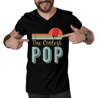Mens Father's Day Grandfather Gift Retro Vintage The Coolest Pop Men V-Neck Tshirt | Mazezy