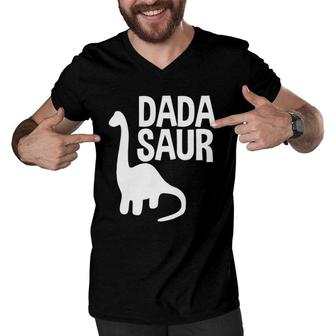 Mens Funny Dadasaur For Dada Perfect Fathers Day Gift Men V-Neck Tshirt | Mazezy