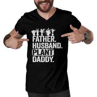 Mens Funny Landscaper Gardener Dad Father Husband Plant Daddy Men V-Neck Tshirt | Mazezy