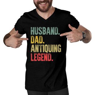 Mens Funny Vintage Husband Dad Antiquing Legend Retro Men V-Neck Tshirt | Mazezy