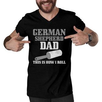 Mens German Shepherd Dad Dog Hair Funny German Shepherd Men V-Neck Tshirt | Mazezy