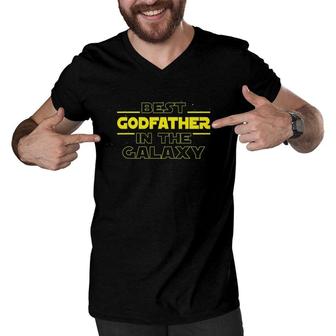 Mens Godfather Gifts Best Godfather In The Galaxy Godfather Ever Men V-Neck Tshirt | Mazezy