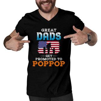 Mens Great Dads Get Promoted To Poppop Grandpa Men V-Neck Tshirt | Mazezy