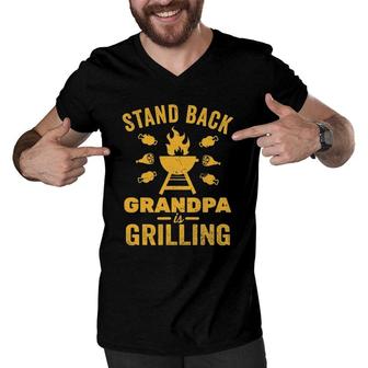 Mens Grill Master S Grandpa Grilling Funny Bbq Fathers Day Men V-Neck Tshirt | Mazezy