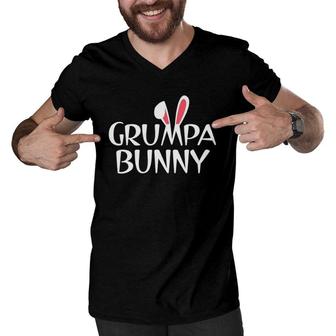 Mens Grumpa Bunny Family Rabbit Matching Couple Grandpa Easter Men V-Neck Tshirt | Mazezy