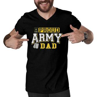 Mens Mens Proud Army Dad Military Pride Men V-Neck Tshirt | Mazezy