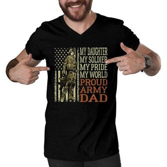 Mens My Daughter My Soldier Hero Proud Army Dad Military Father Men V-Neck Tshirt | Mazezy