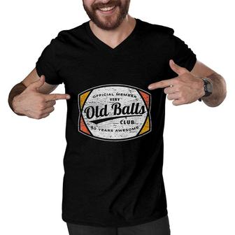Mens Old Balls Club 80 Years Of Awesome 1940 Funny 80th Birthday Men V-Neck Tshirt - Seseable
