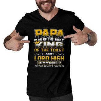 Mens Papa Head Of The Table King Of The Toilet - Fathers Gift Men V-Neck Tshirt | Mazezy