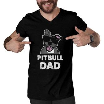 Mens Pitbull Dad Mens - Blue Nose Pit Bull Dog Gift Men V-Neck Tshirt | Mazezy