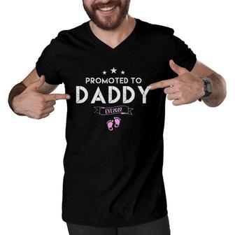 Mens Promoted To Daddy 2022 Of Girl Soon To Be Daddy 2022 New Dad Premium Men V-Neck Tshirt | Mazezy