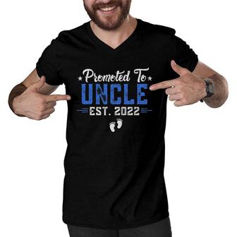 Mens Promoted To Uncle Est 2022 Fathers Day Men V-Neck Tshirt | Mazezy