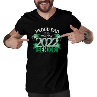 Mens Proud 2022 Senior Dad I Elegant Green Celebration Outfit Men V-Neck Tshirt | Mazezy