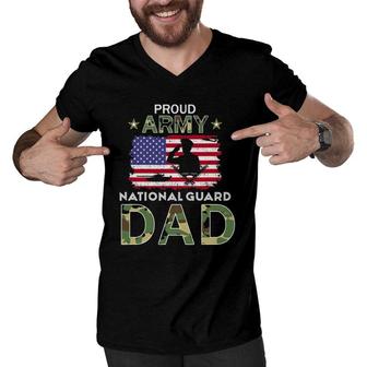 Mens Proud Army National Guard Dad Men V-Neck Tshirt | Mazezy