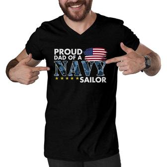 Mens Proud Dad Of A Navy Sailor Men V-Neck Tshirt | Mazezy