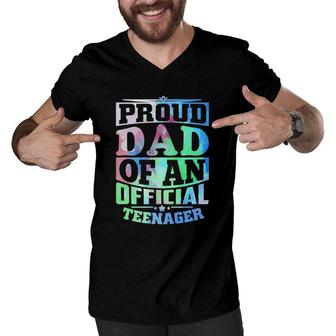 Mens Proud Dad Of An Official Teenager 13Th Birthday Men V-Neck Tshirt | Mazezy UK