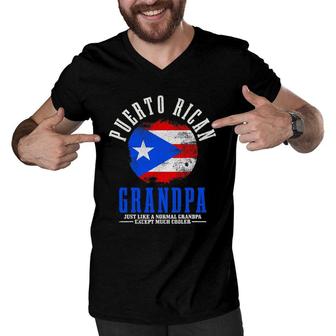 Mens Puerto Rican Grandpa Puerto Rico Flag Pride Men V-Neck Tshirt | Mazezy