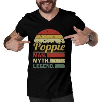 Mens Retro Vintage Poppie Man Myth Legend Outfit Father's Day Men V-Neck Tshirt | Mazezy