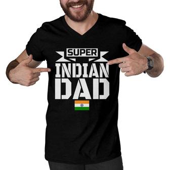 Mens Storecastle Super Indian Dad Father's India Gift Men V-Neck Tshirt | Mazezy