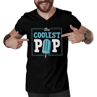 Mens The Coolest Pop Popsicle Food Pun Best Dad Christmas Gift Men V-Neck Tshirt | Mazezy