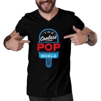 Mens The Coolest Pop Popsicle Funny Father Summer Men V-Neck Tshirt | Mazezy