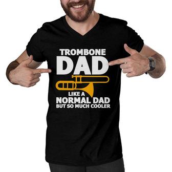 Mens Trombone Dad Daddy Funny Trombonist Father's Day Men V-Neck Tshirt | Mazezy