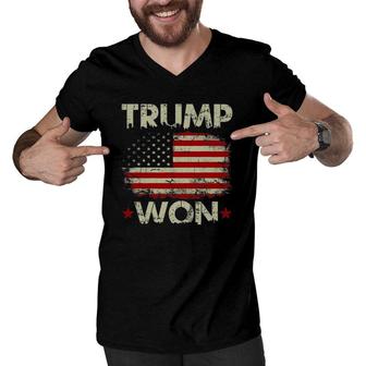 Mens Trump Won 4Th Of July Fathers Day Men V-Neck Tshirt | Mazezy
