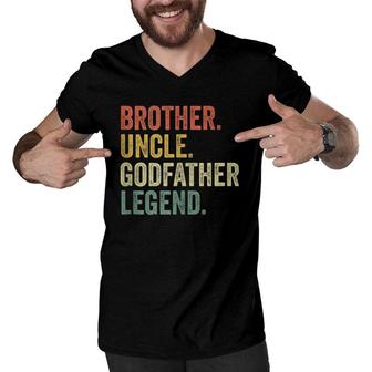 Mens Uncle Godfather Gifts From Godchild Nephew Niece Vintage Men V-Neck Tshirt | Mazezy