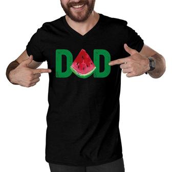 Mens Watermelon Dad Gift For Watermelon Lovers Watermelon Themed Men V-Neck Tshirt | Mazezy