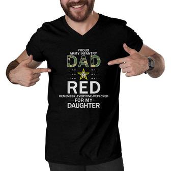 Mens Wear Red Red Friday For My Daughterproud Army Infantry Dad Men V-Neck Tshirt | Mazezy