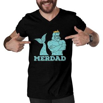 Merdad Security Merman Mermaid's Daddy Father's Day Dad Men V-Neck Tshirt | Mazezy