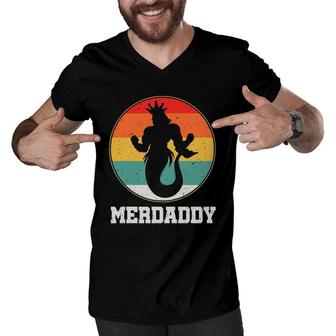 Merdaddy Security Merman Mermaid Daddy Fish Father's Day Men V-Neck Tshirt | Mazezy